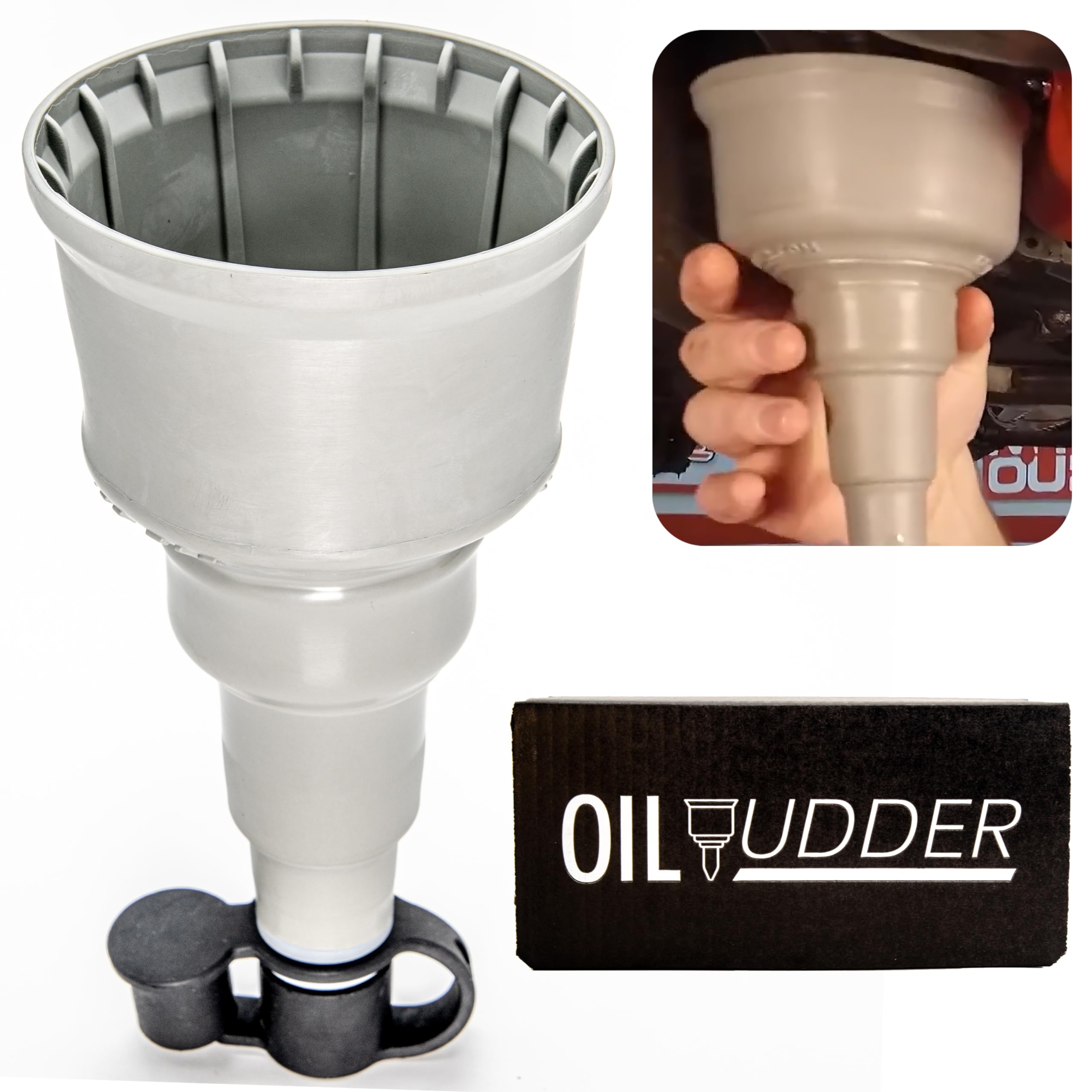 Oil Udder X Oil Change Tool - Oil Filters up to 2.75" Diameter, Spill Free Oil Filter Removal, Magnetic Drain Plug Catch, Flexible Funnel for Mess Free Oil Changes, Engine Oil Funnel with Magnet