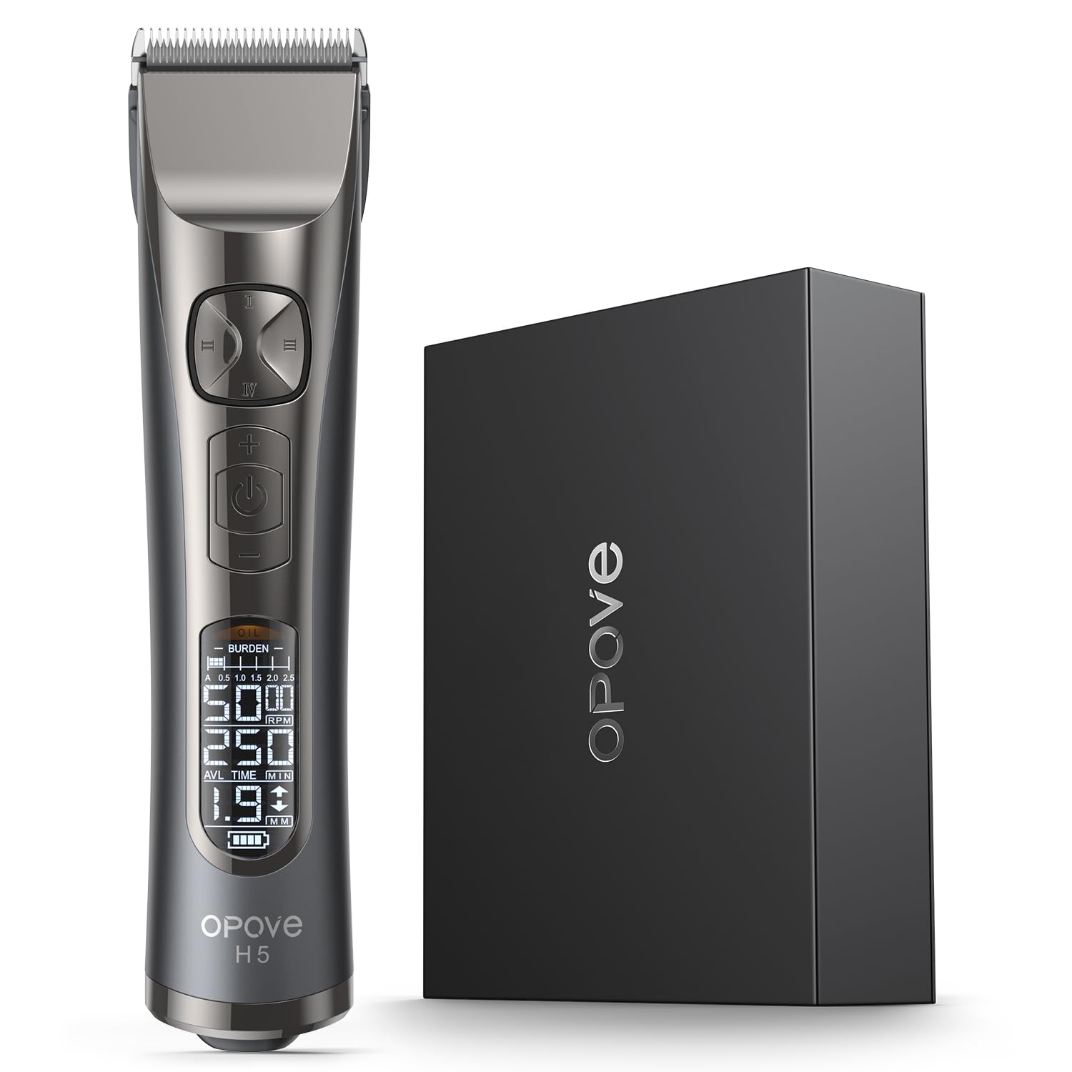 opove H5 Hair Clippers for Men, Professional Cordless Clippers with 250min Runtime & Smart LCD, Quiet Hair Trimmer, Perfect for Kids, Bearded Men, Women & Barbers (Black Gift Boxed)