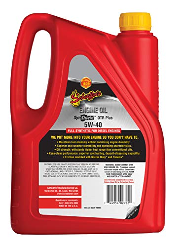 Schaeffer Manufacturing Co. 9000CK4-006S SynShield OTR Plus Full Synthetic Diesel Engine Oil 5W-40, 1-Gallon Bottle