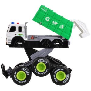 Dazmers Friction Powered Monster Garbage Truck with Lights and Sounds, Transform Recycling Truck Vehicle Toy, for Boys and Girls Ages 3+