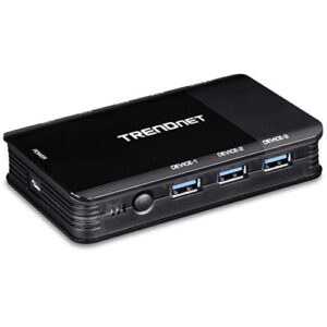 trendnet 4-port usb 3.1 sharing switch, tk-u404, 4 x usb 3.1 for computers, 4 x usb 3.1 for devices, flash drive sharing, scanners, printers, mouse, keyboard, windows & mac compatible