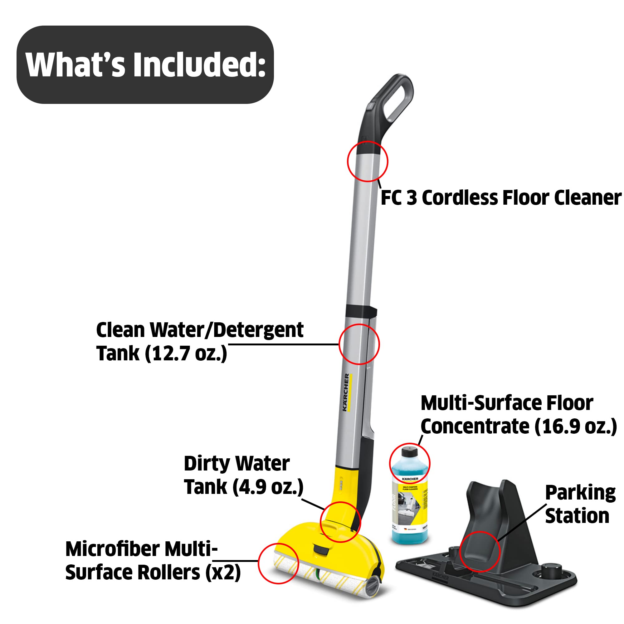 Kärcher - FC 3 Cordless Electric Hard Floor Cleaner – Perfect for Laminate, Wood, Tile, LVT, Vinyl, & Stone Flooring