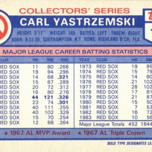 1985 Topps Circle K All Time Home Run Kings #17 Carl Yastrzemski Baseball Card