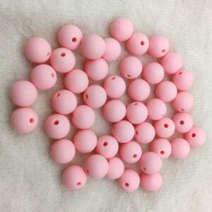 50pcs Rose Quartz Color Silicone Round Beads Sensory 15mm Silicone Pearl Bead Bulk Mom Necklace DIY Jewelry Making Decoration