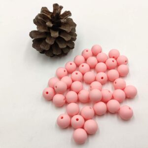 50pcs Rose Quartz Color Silicone Round Beads Sensory 15mm Silicone Pearl Bead Bulk Mom Necklace DIY Jewelry Making Decoration