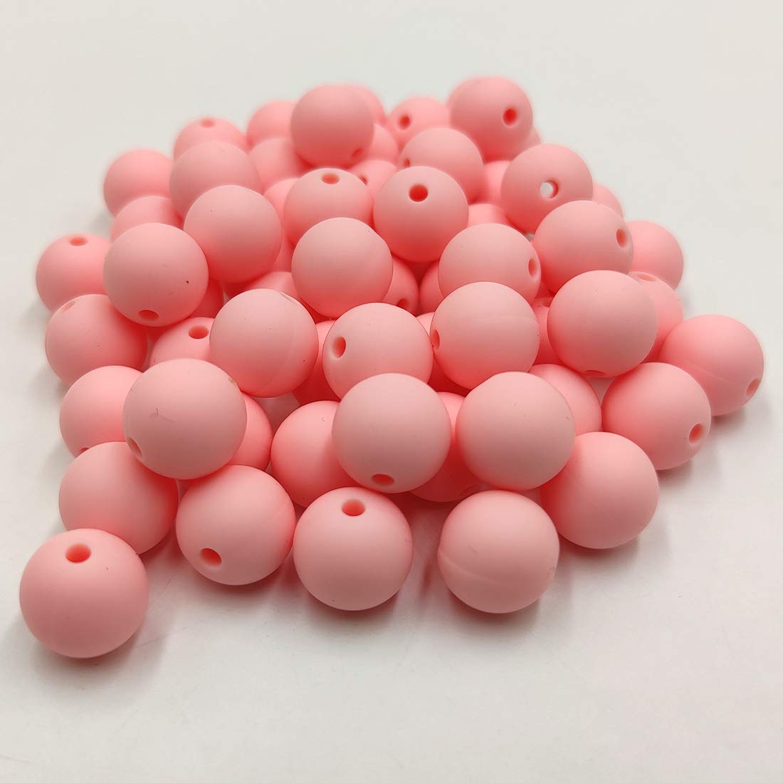 50pcs Rose Quartz Color Silicone Round Beads Sensory 15mm Silicone Pearl Bead Bulk Mom Necklace DIY Jewelry Making Decoration