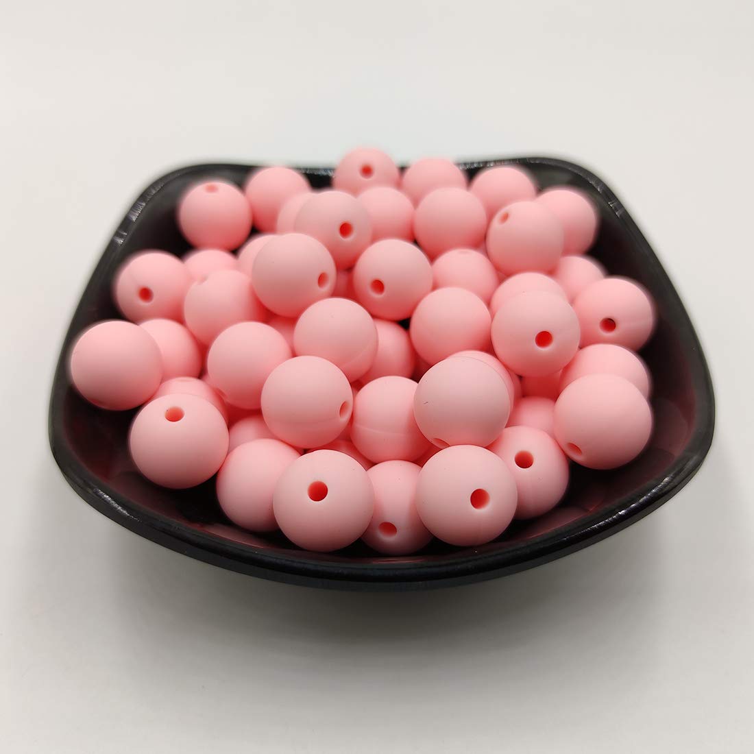 50pcs Rose Quartz Color Silicone Round Beads Sensory 15mm Silicone Pearl Bead Bulk Mom Necklace DIY Jewelry Making Decoration