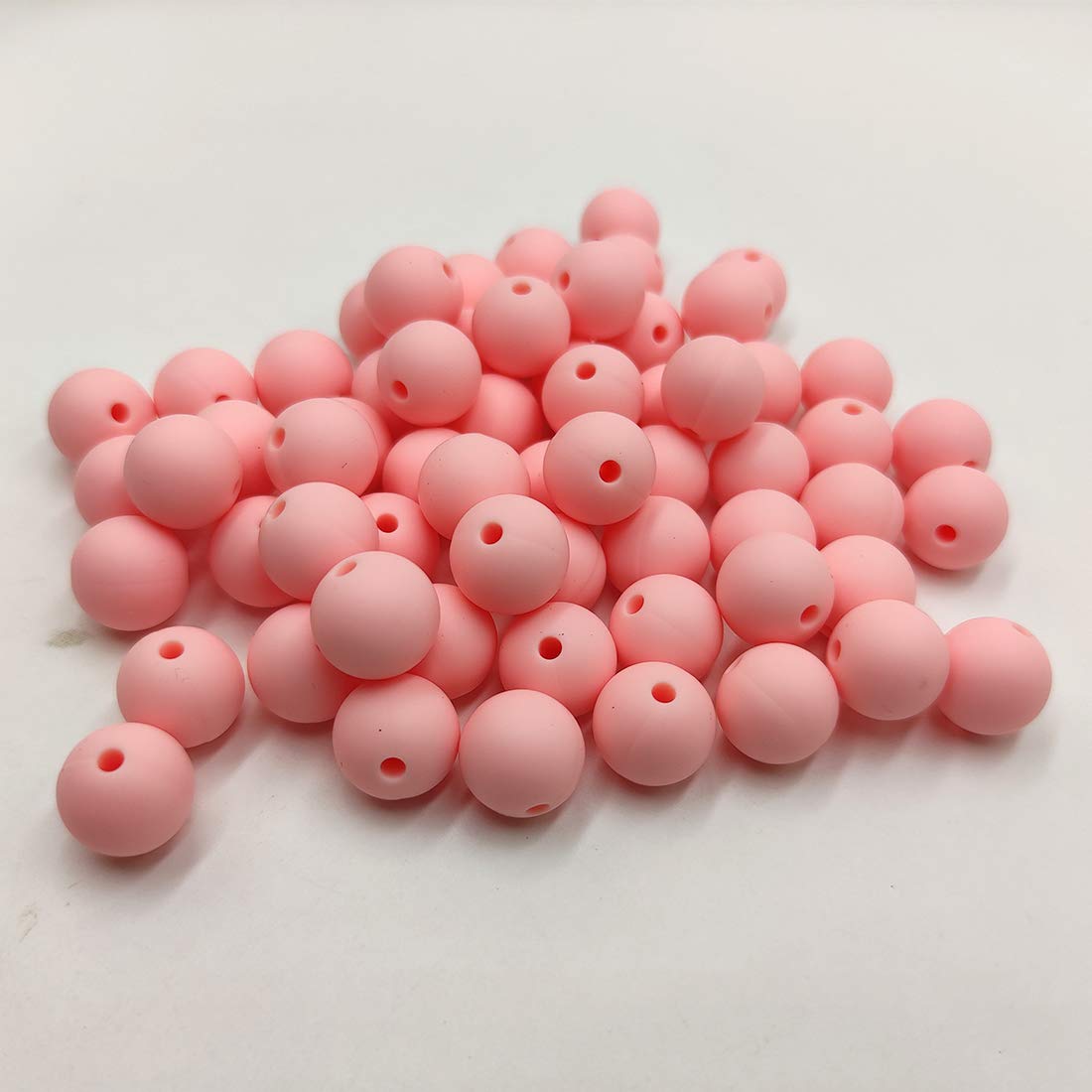 50pcs Rose Quartz Color Silicone Round Beads Sensory 15mm Silicone Pearl Bead Bulk Mom Necklace DIY Jewelry Making Decoration