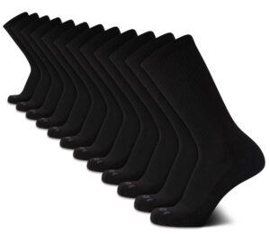 and1 men's athletic arch compression cushion comfort crew socks (12 pack), size 6-12.5, black