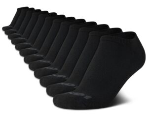 and1 men's athletic arch compression cushion comfort no show socks (12 pack), size 6-12.5, black