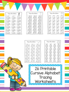 26 printable cursive alphabet tracing worksheets