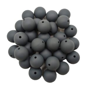 100pcs dim gray color silicone round beads sensory 15mm silicone pearl bead bulk mom necklace diy jewelry making decoration