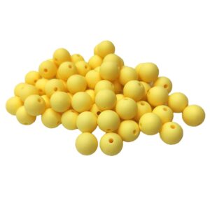 50pcs custard yellow color silicone round beads sensory 15mm silicone pearl bead bulk mom necklace diy jewelry making decoration