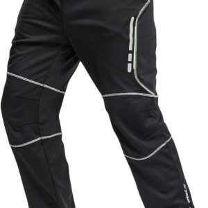 TSLA Men's Thermal Windproof Cycling Pants, Fleece Lined Outdoor Bike Pants, Winter Cold Weather Running Pants, Cycling Windproof Pants Black & Lime, Large