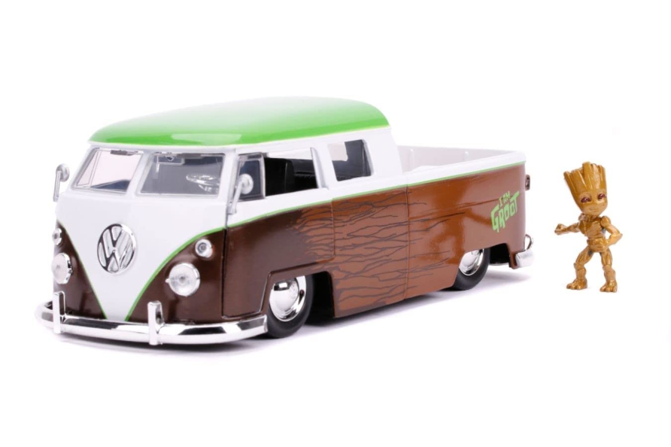 Marvel Guardians of The Galaxy 1:24 Volkswagen Bus Die-Cast Car & 2.75" Groot Figure, Toys for Kids and Adults