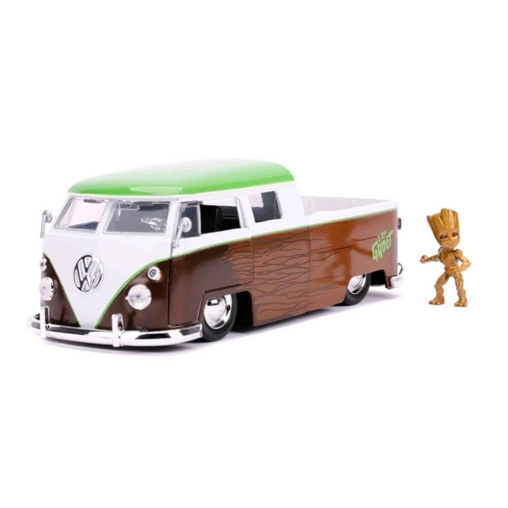 Marvel Guardians of The Galaxy 1:24 Volkswagen Bus Die-Cast Car & 2.75" Groot Figure, Toys for Kids and Adults