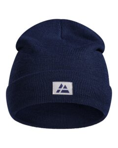 danish endurance sustainable classic beanie for men & women, plain kitted hat, blue, one size
