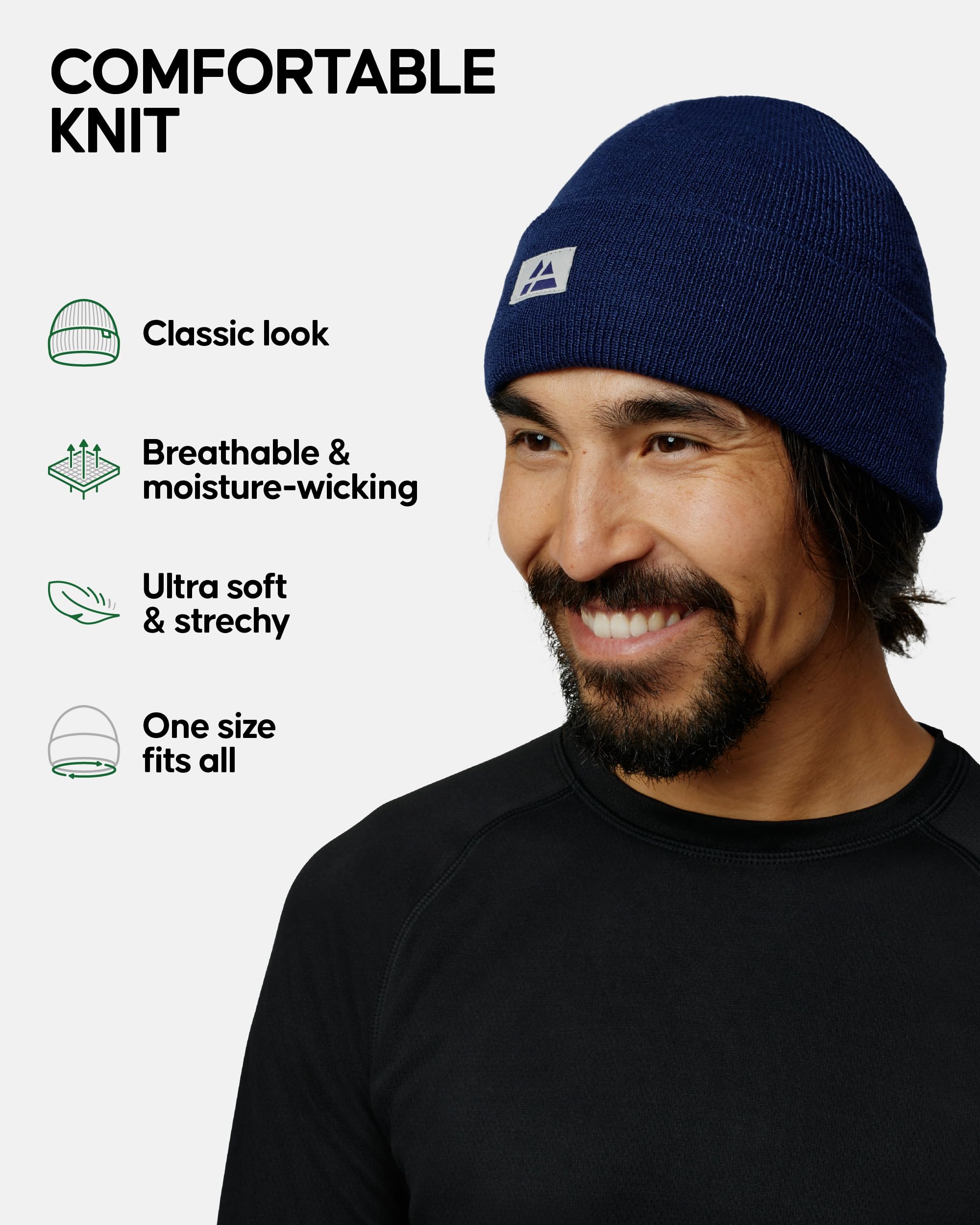 DANISH ENDURANCE Sustainable Classic Beanie for Men & Women, Plain Kitted Hat, Blue, One Size