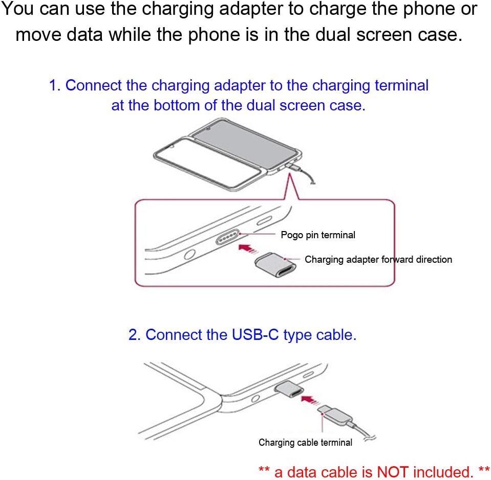 Genuine OEM Origianl LG Dual Screen Cover Case Charging Adapter Gender for LG V60 ThinQ