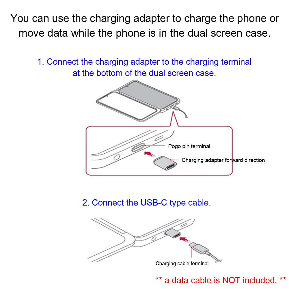 Genuine OEM Origianl LG Dual Screen Cover Case Charging Adapter Gender for LG V60 ThinQ