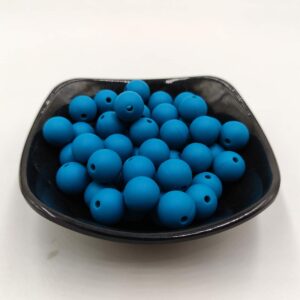 100pcs Biscay Bay Color Silicone Round Beads Sensory 15mm Silicone Pearl Bead Bulk Mom Necklace DIY Jewelry Making Decoration