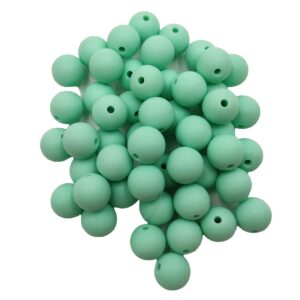 50pcs mint green color silicone round beads sensory 15mm silicone pearl bead bulk mom necklace diy jewelry making decoration