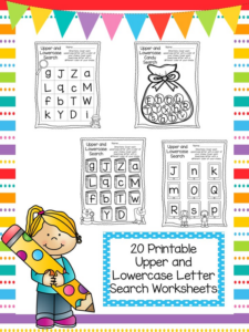 20 printable upper and lowercase letter search worksheets