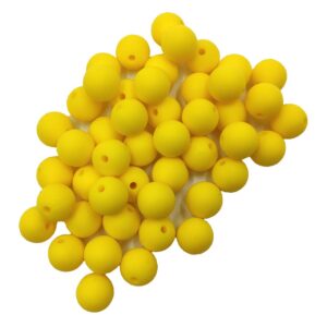 50pcs bright yellow color silicone round beads sensory 15mm silicone pearl bead bulk mom necklace diy jewelry making decoration