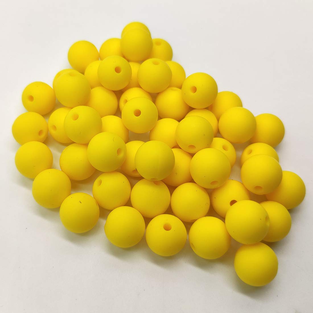 50pcs Bright Yellow Color Silicone Round Beads Sensory 15mm Silicone Pearl Bead Bulk Mom Necklace DIY Jewelry Making Decoration