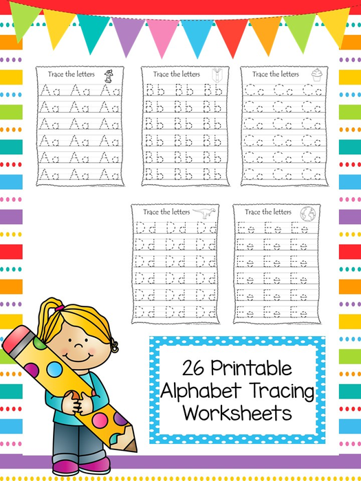 26 Printable Alphabet Tracing Worksheets