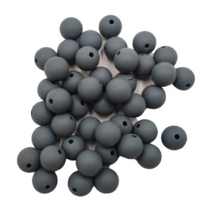 50pcs dim gray color silicone round beads sensory 15mm silicone pearl bead bulk mom necklace diy jewelry making decoration