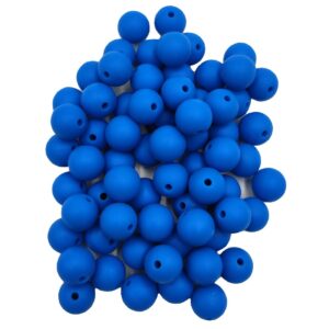 50pcs deep sky blue color silicone round beads sensory 15mm silicone pearl bead bulk mom necklace diy jewelry making decoration