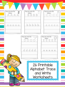 26 printable alphabet trace and write the worksheets