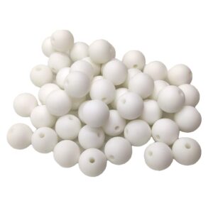 50pcs snow white color silicone round beads sensory 15mm silicone pearl bead bulk mom necklace diy jewelry making decoration