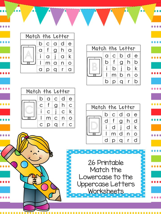 26 Printable Match the Lowercase to Uppercase Letters Worksheets