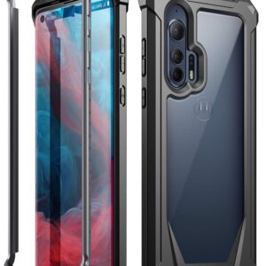 Poetic Guardian Series Case Designed for Moto Edge+ Case, Moto Edge Plus Case, Full-Body Hybrid Shockproof Bumper Cover Without Built-in-Screen Protector, Black/Clear