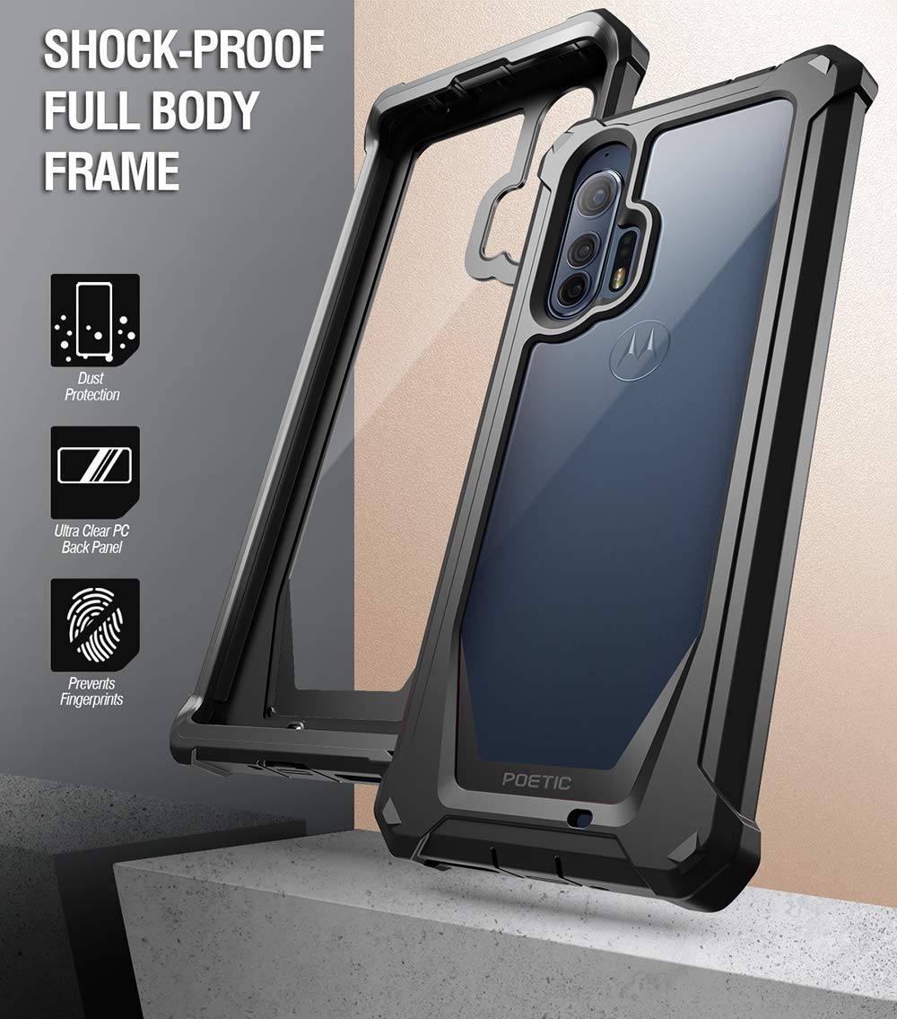 Poetic Guardian Series Case Designed for Moto Edge+ Case, Moto Edge Plus Case, Full-Body Hybrid Shockproof Bumper Cover Without Built-in-Screen Protector, Black/Clear