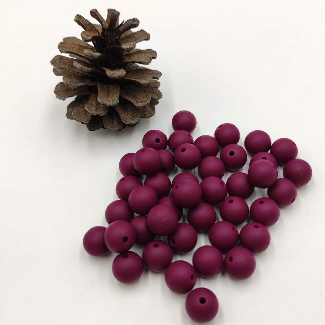 100pcs Red Wine Color Silicone Round Beads Sensory 15mm Silicone Pearl Bead Bulk Mom Necklace DIY Jewelry Making Decoration