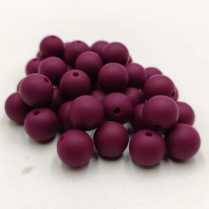 100pcs Red Wine Color Silicone Round Beads Sensory 15mm Silicone Pearl Bead Bulk Mom Necklace DIY Jewelry Making Decoration