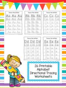 26 printable directional alphabet tracing worksheets
