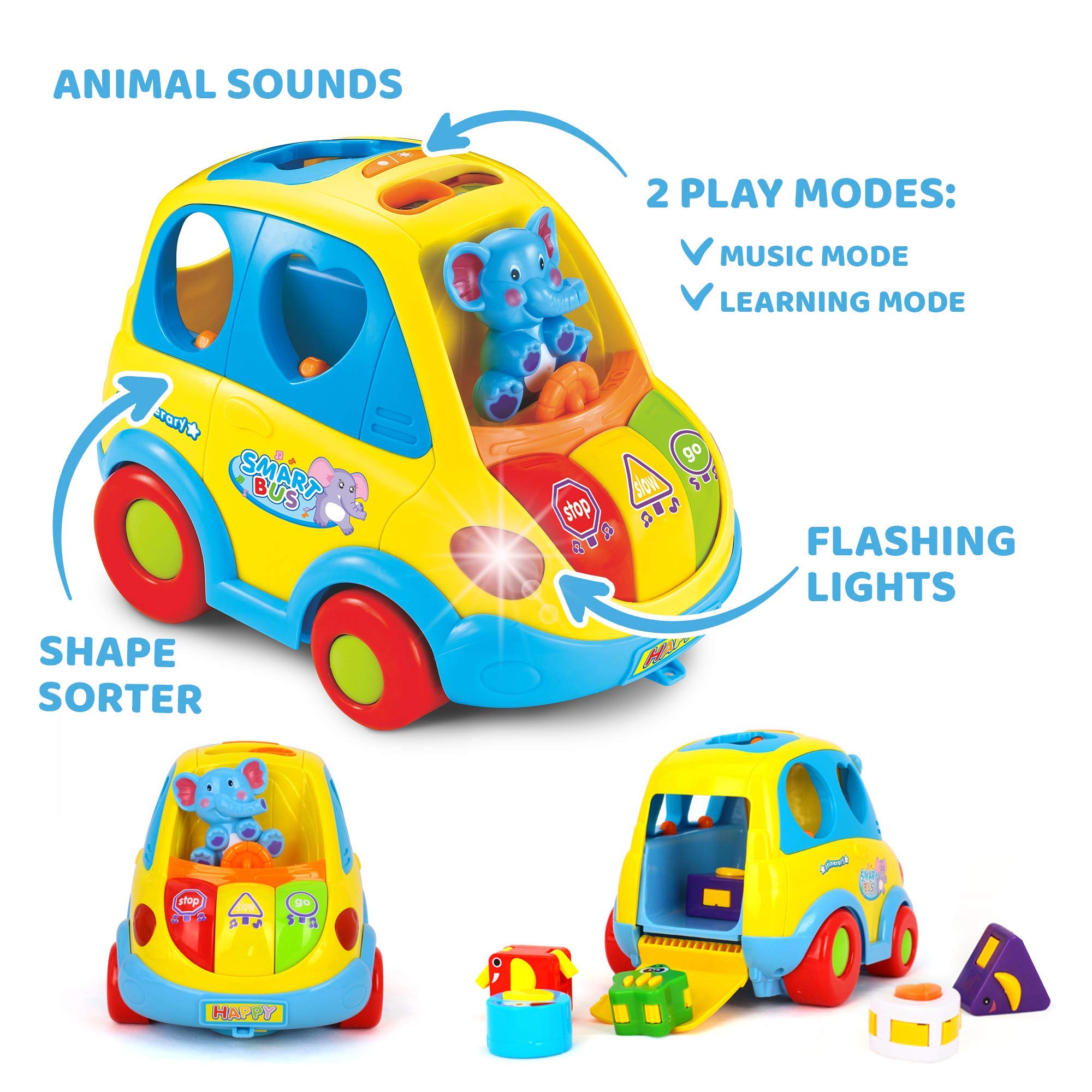 Clever Coupe – Car Shape Sorter with Music, Lights and Movement – 5 Animal Shape Blocks, 2 Sound Options, 2 Play Modes – Activity Car Toy for Babies and Toddlers Age 18+ Months