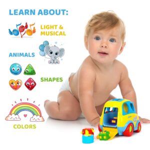 Clever Coupe – Car Shape Sorter with Music, Lights and Movement – 5 Animal Shape Blocks, 2 Sound Options, 2 Play Modes – Activity Car Toy for Babies and Toddlers Age 18+ Months