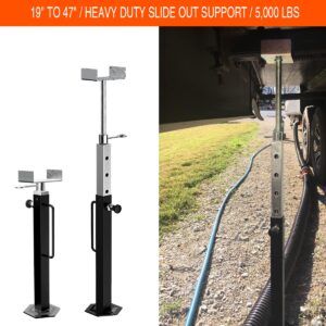 Sulythw RV Slide Out Supports Stabilizer Jacks Heavy Duty Rust Resistant Steel Adjustable from 19'' to 47'' for 5th Wheel 5000 lbs Capacity，2 Pcs