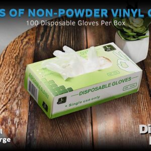 DISCOUNT PROMOS Non Powder Vinyl Gloves Set of 4, Bulk Pack - Each Box has 100 Disposable Gloves, For Cooking, Cleaning, Travelling, and Diaper Changing - Transparent White