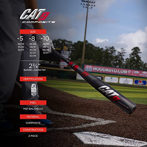 Marucci CAT9 COMPOSITE -10 USSSA Senior League Metal Baseball Bat, 2 3/4" Barrel, 28"/ 18 oz