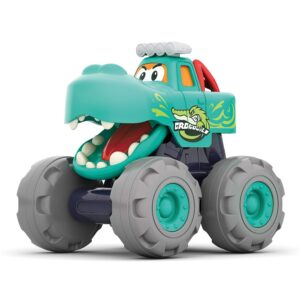 crocodile truck with free wheel function – monster truck toys for boys, girls, babies, toddlers – strong and sturdy with big wheels and fun character face – from age 12+ months / 1 year