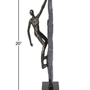 Deco 79 Polystone People Decorative Sculpture Climbing Home Decor Statue, Accent Figurine 6" x 5" x 19", Bronze