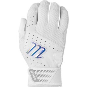 Marucci Crest Baseball/Fastpitch Batting Gloves, White/White, Adult Medium