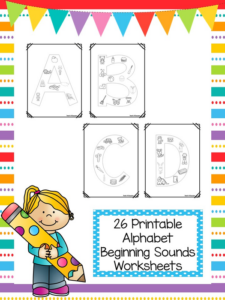 26 alphabet beginning sounds color worksheets