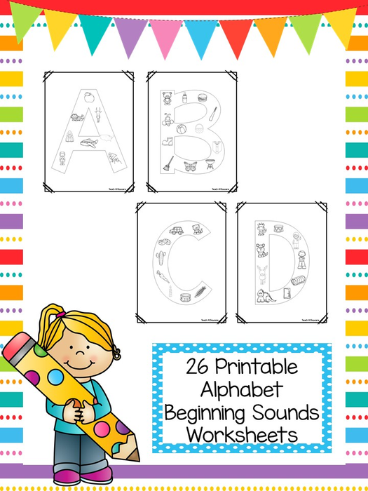 26 Alphabet Beginning Sounds Color Worksheets